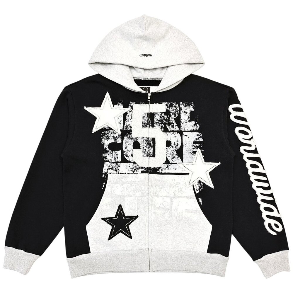 Sp5der Triple 5 Stitch Full Zip Hoodie Black | Spider Worldwide